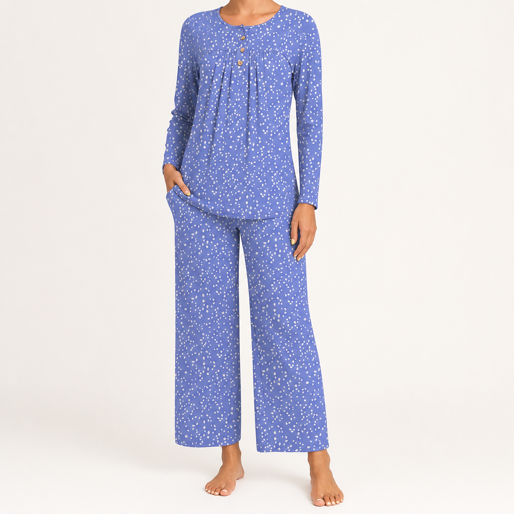 Harriet | Womens Long Sleeve Pyjama Set With Pockets Loungewear, Teal