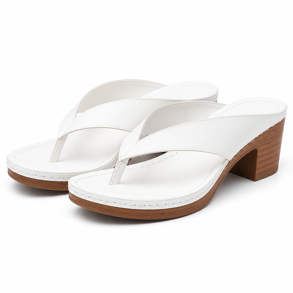 Mireille | Womens Block Heel Mule Slider Gold Black White Sandals White packshot