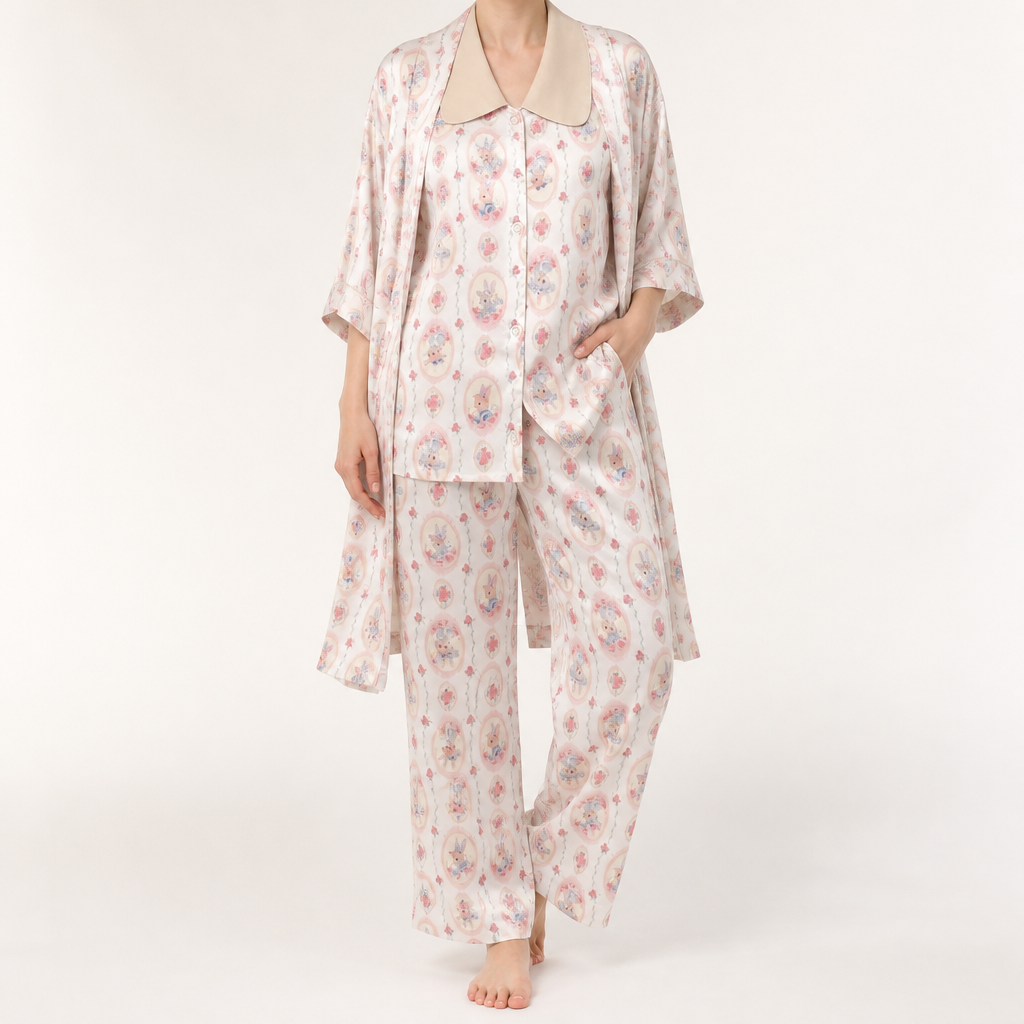 Odette | Womens Short Sleeve Satin Pyjama Set, Blush Pink