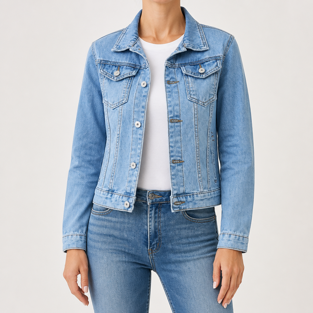 Sylvie | Womens Cropped Denim Jacket, Light Blue