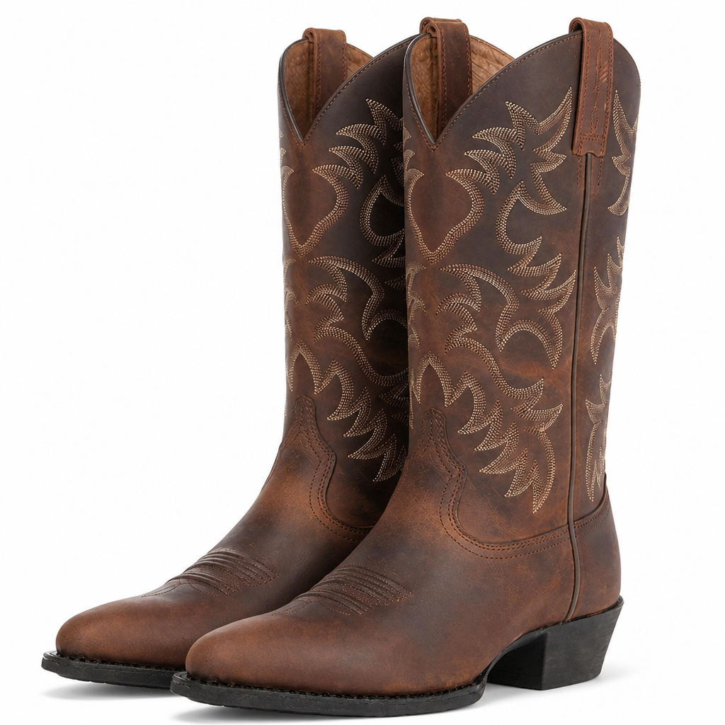 Cassidy | Womens Cowboy Boots Western Embroidered Black Brown Mid Calf Boots Brown packshot