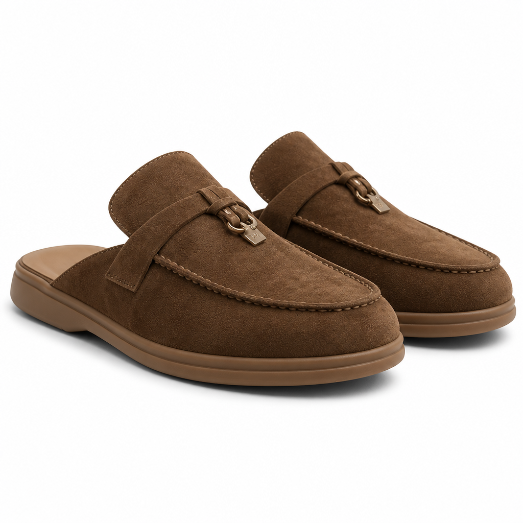 Sasha | Womens Leather Slip on Closed Toe Mules Sandals Brown packshot