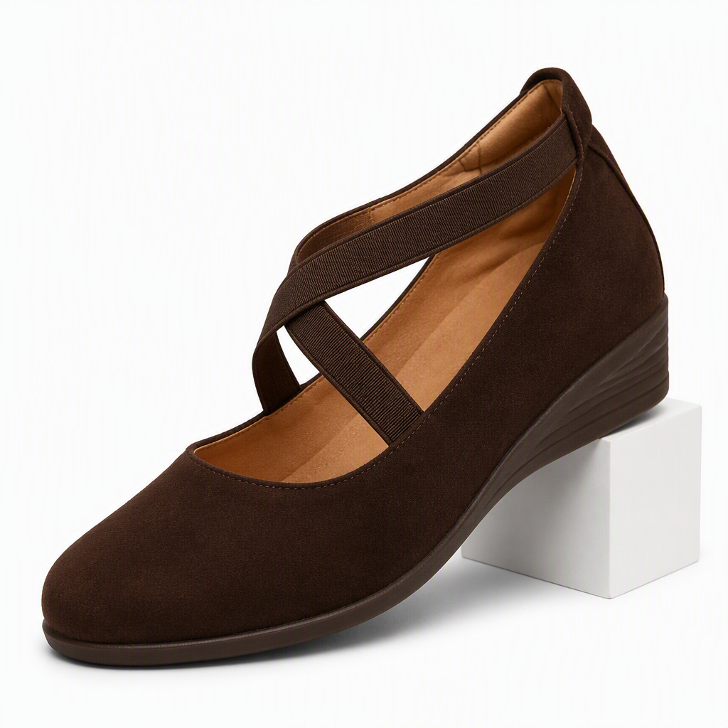Isadora | Womens Pointed Toe Wedge Casual Comfort Loafers Dark Brown packshot