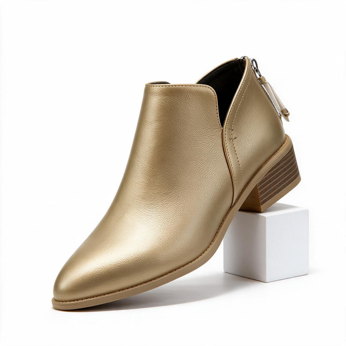 Rosalie | Womens Pointed Toe Block Heel Court Shoes On Pumps Gold packshot
