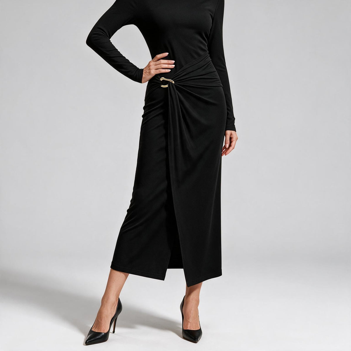 Petra | Womens Wedding Guest Long Sleeve Bodycon Midi Prom Dress