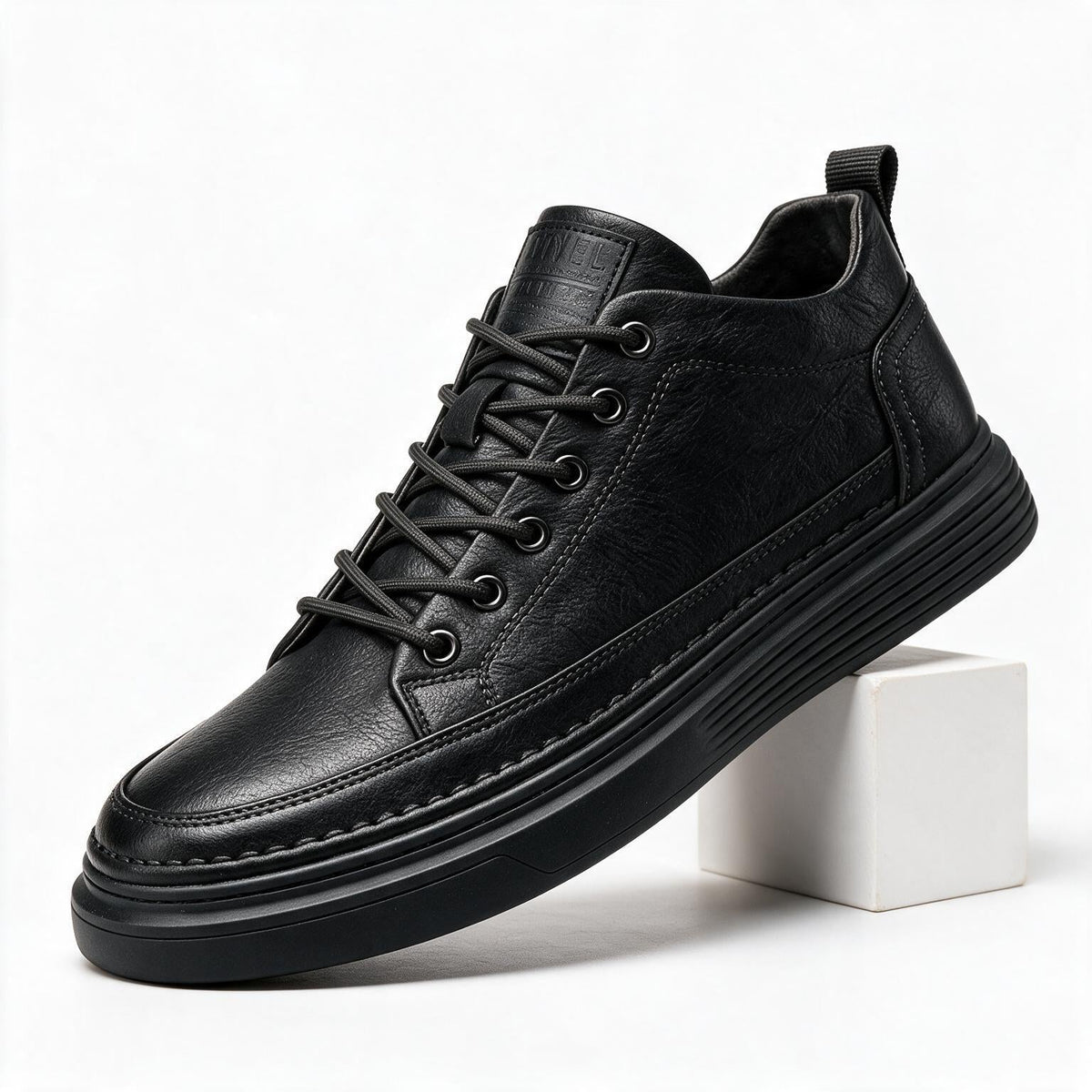 Maren | Mens Trainers Leather British Casual Smart Sneakers Shoes Black packshot