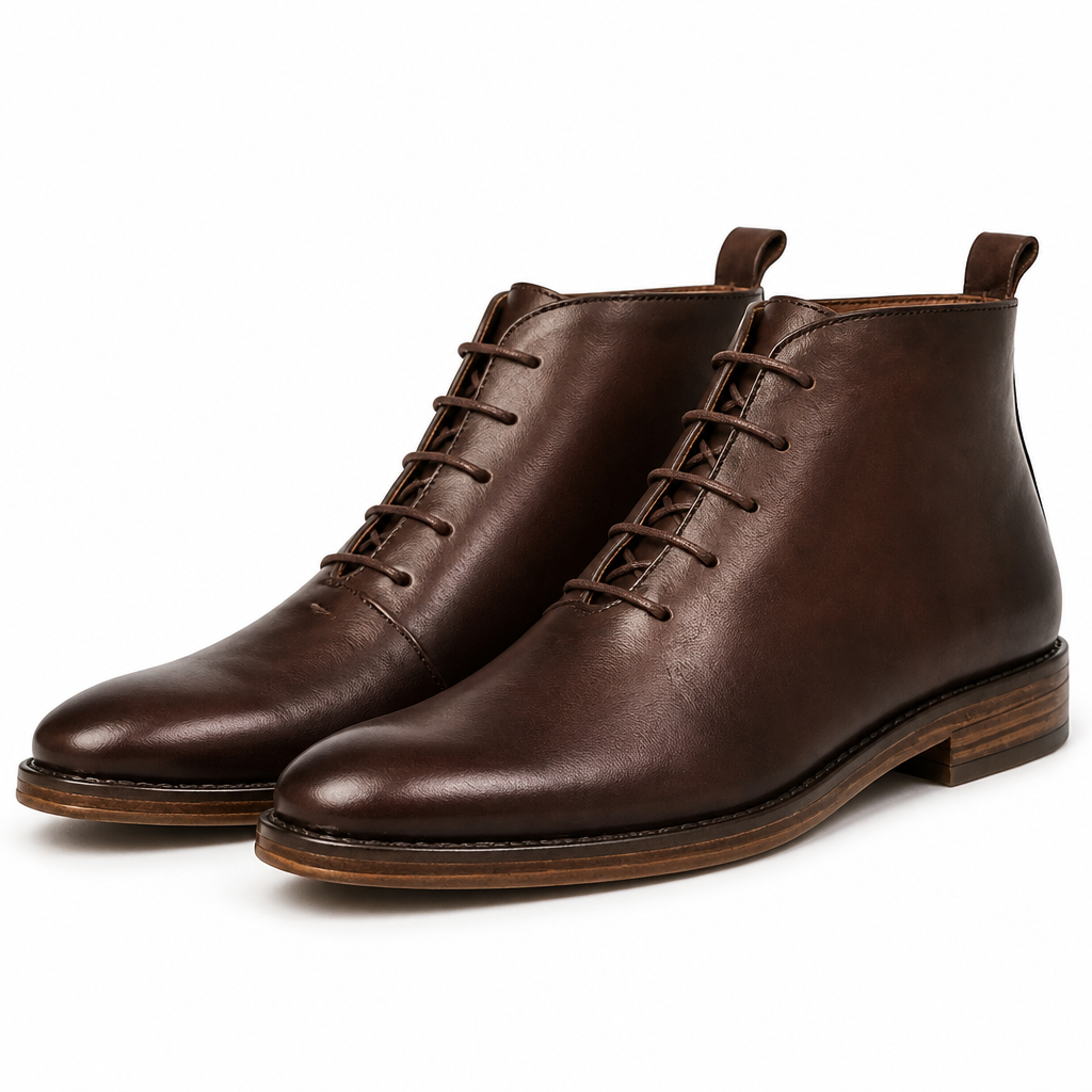 Harlow | Mens Leather Ankle Retro Lace Up Boots Brown packshot