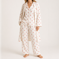 Delphine | Womens Cotton Pyjamas Heart Print Loungewear Set, Apricot