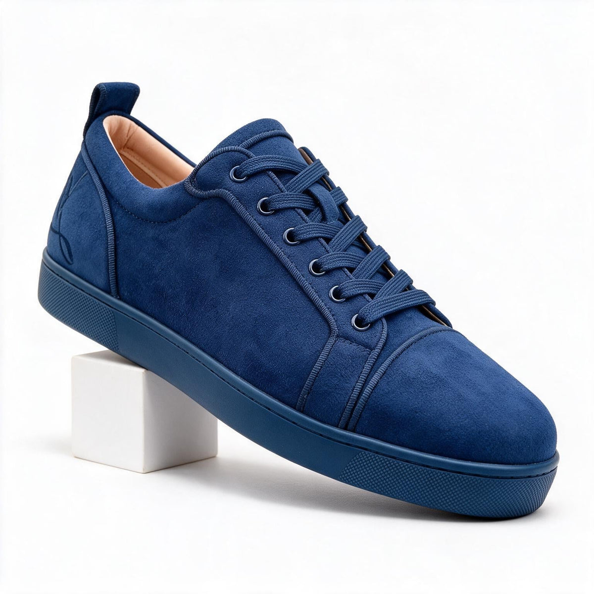 Linnea | Mens Low Top Flat Casual Embroidered Shoes Blue packshot
