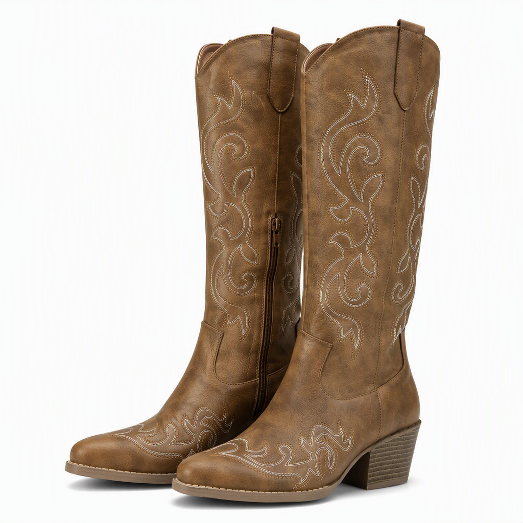 Saskia | Mens Cowboy Western Fashion Embroidered Slip on Boots Design 2 packshot