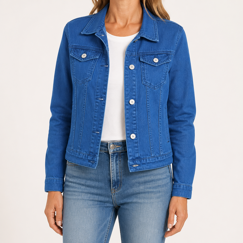 Sylvie | Womens Cropped Denim Jacket, Navy Blue