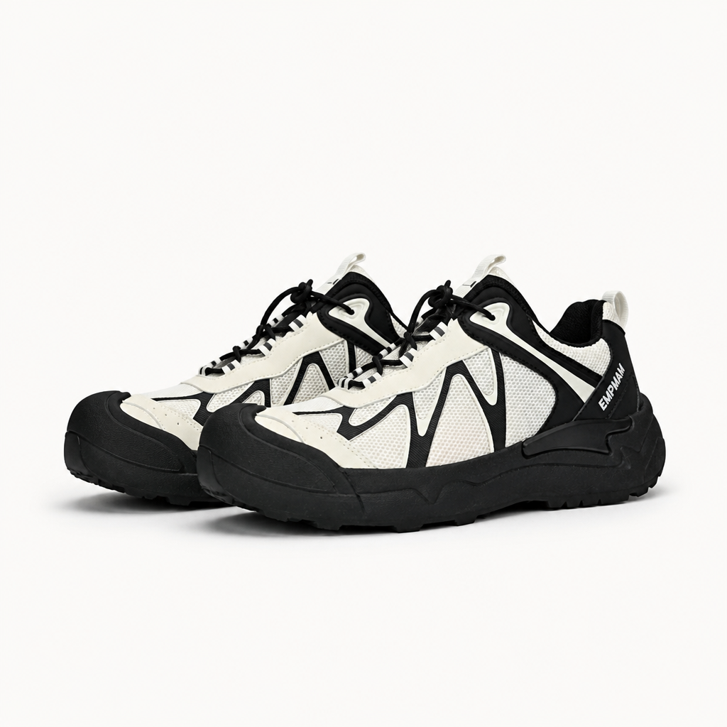 Imogen | Womens Lightweight Non Slip Trail Running Shoes, Cream Black 3