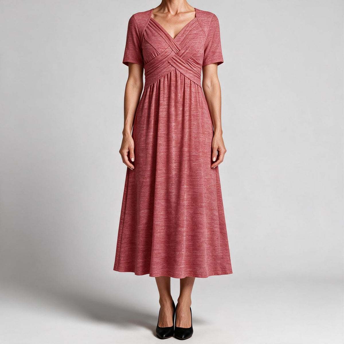 Adaline | Womens Short Sleeve Wrap Waist Long Maxi Wedding Guest Summer Dresses Watermelon Red