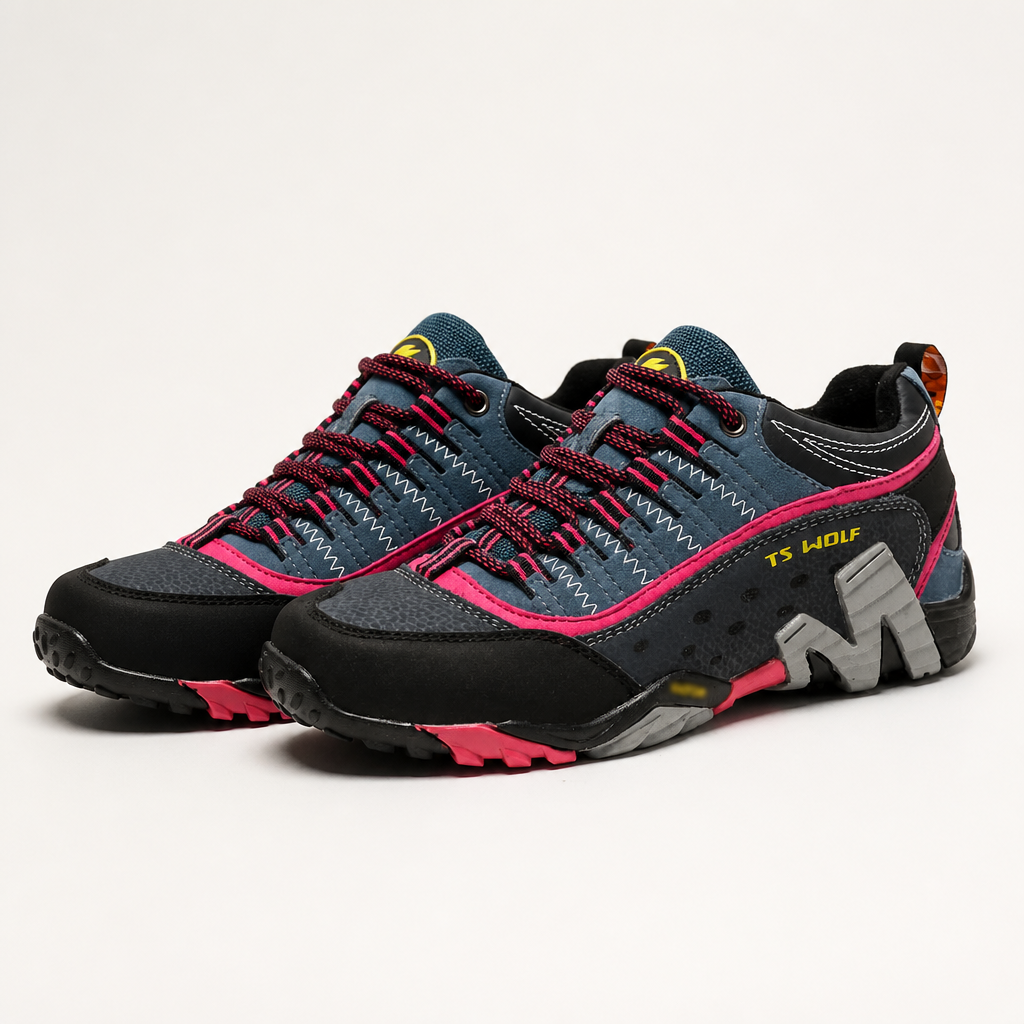 Callum | Mens Non Slip Hiking Walking Shoes, Navy Berry