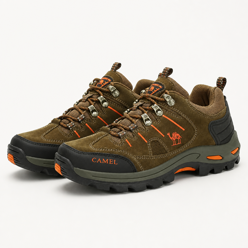 Duncan | Mens Waterproof Leather Walking Hiking Shoes, Khaki 2