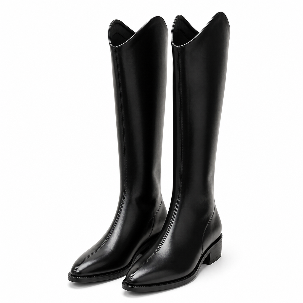 Isolde | Womens Knee High Boots Pointed Toe Winter Boots Black packshot