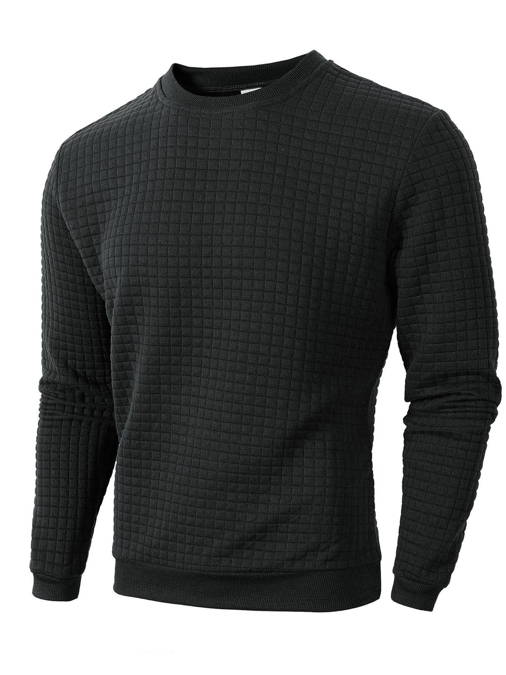 Reuben | Mens Checkered Crewneck Sweatshirt - Black