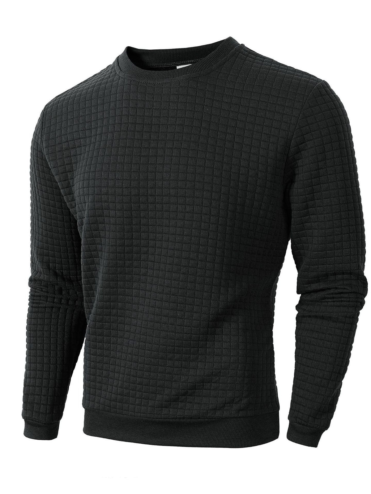 Reuben | Mens Checkered Crewneck Sweatshirt - Black