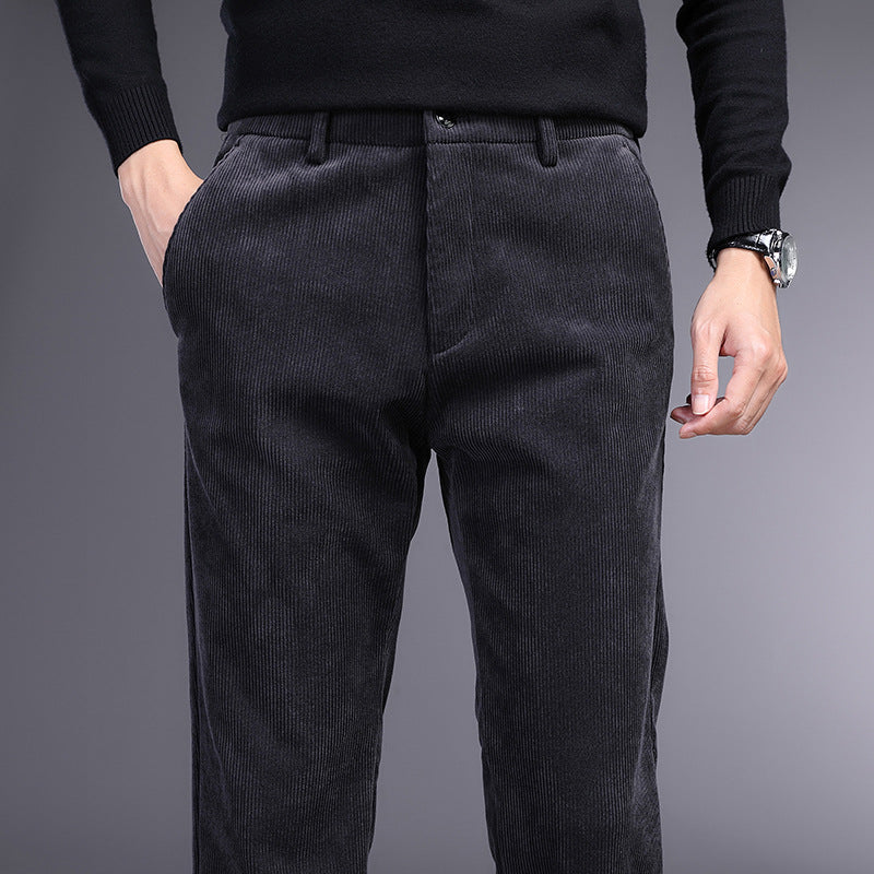 Rex | Mens Corduroy Straight Leg Trousers - 2