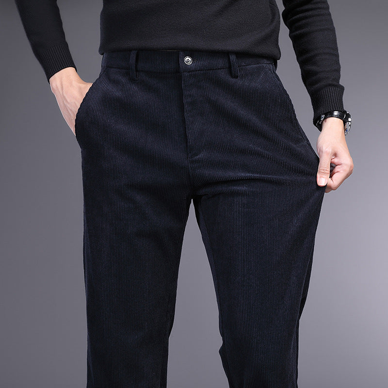 Rex | Mens Corduroy Straight Leg Trousers - 4