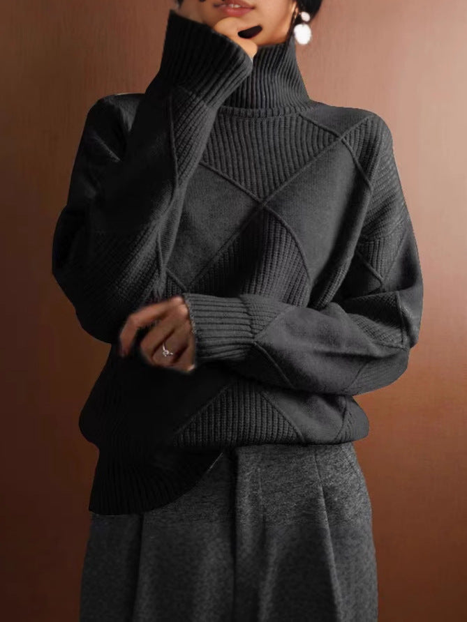 Rhea | Womens Turtleneck Knit Sweater, Black