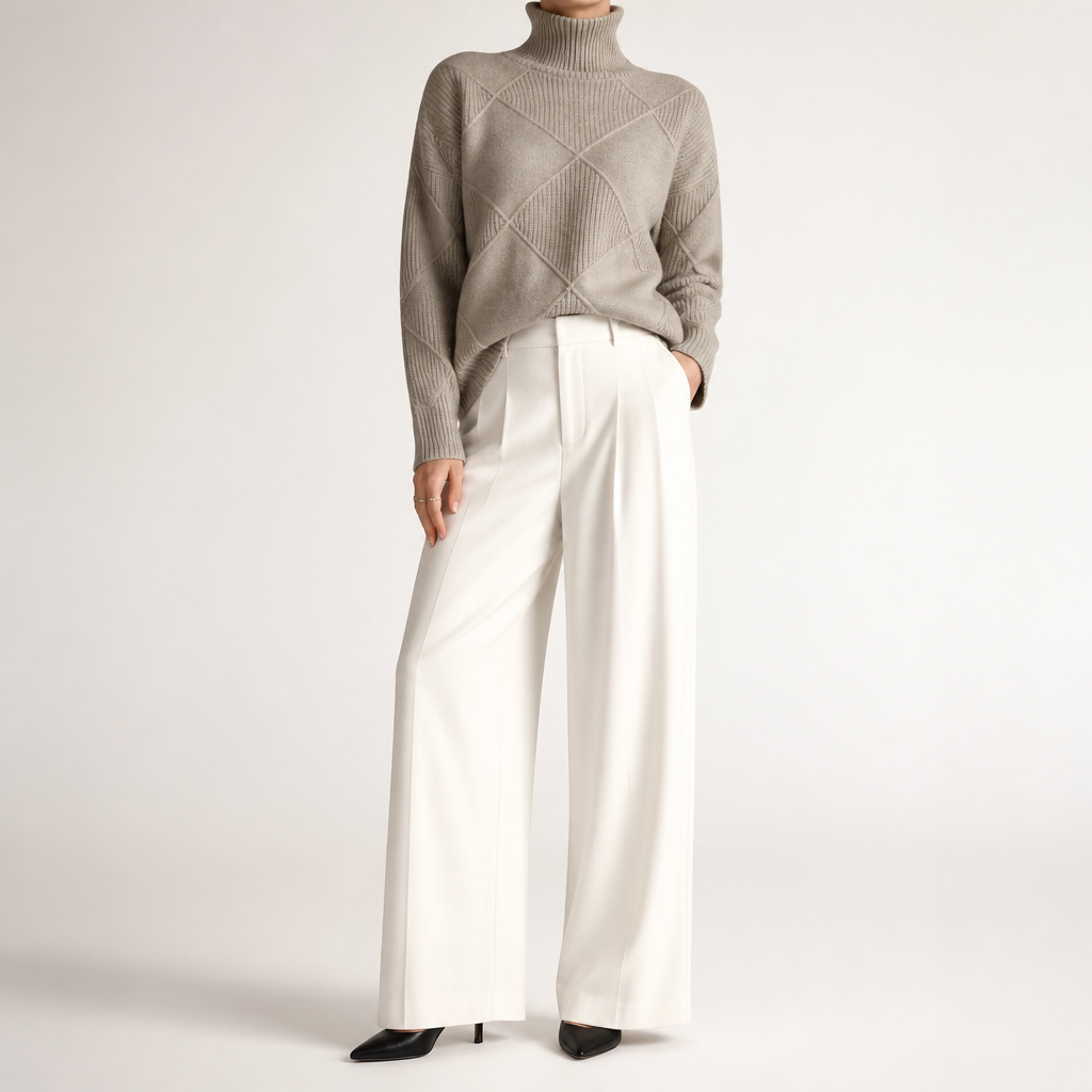 Rhea | Womens Turtleneck Knitted Jumper, Card Grey