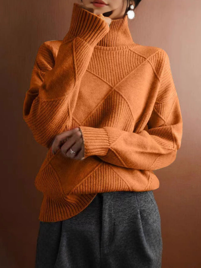 Rhea | Womens Turtleneck Knit Sweater, Orange