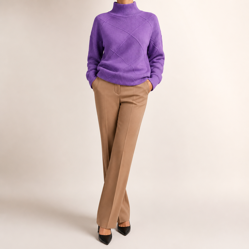 Rhea | Womens Turtleneck Knitted Jumper, Purple