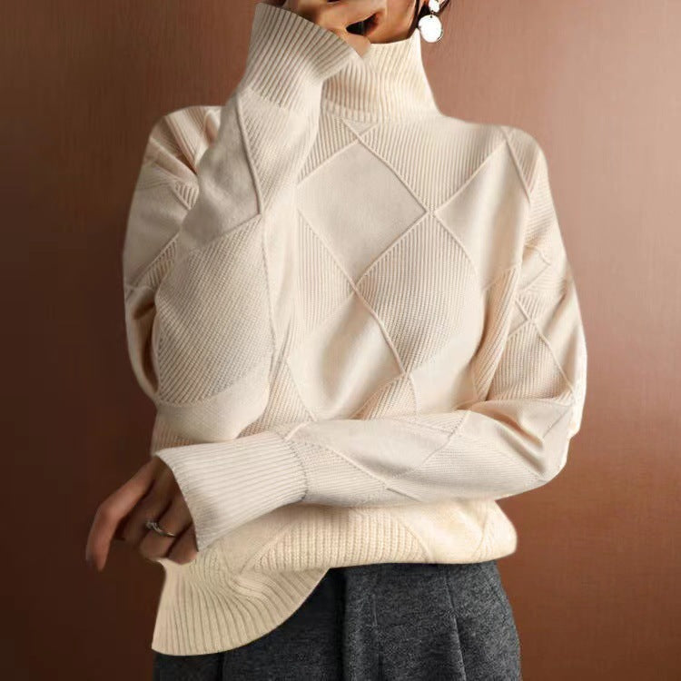 Rhea | Womens Turtleneck Knit Sweater, White