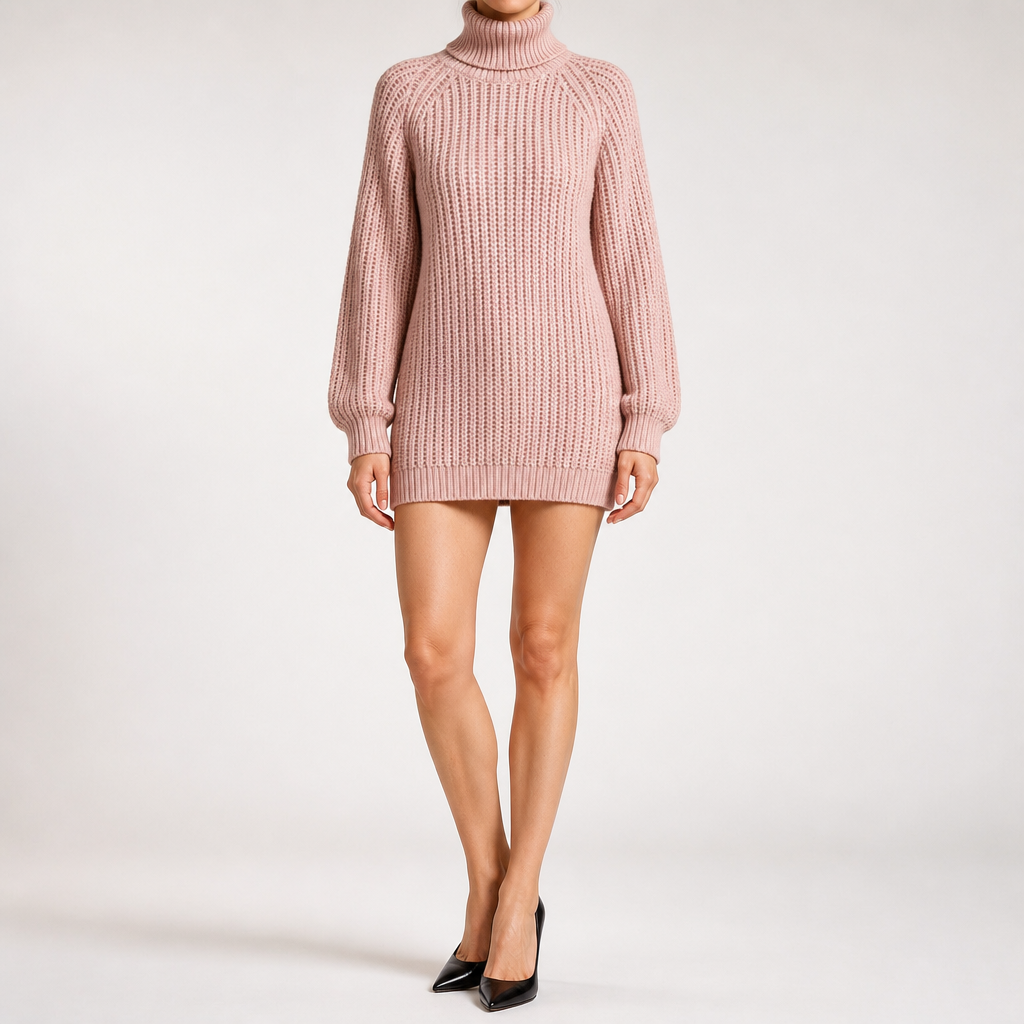 Rhiannon | Womens Wedding Guest Jumper Knitted Split Raglan Sleeve Dresses, Pink