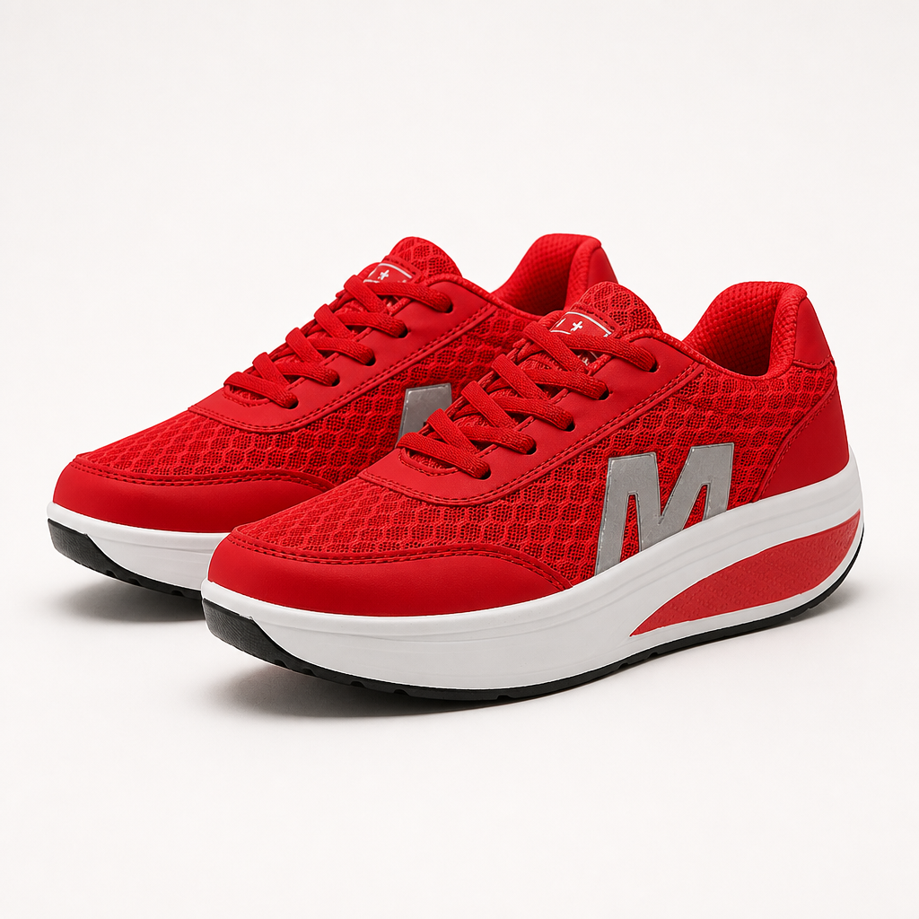 Rina | Womens Running Shoes Trainers Cushioned Mesh Sports Sneakers, Red