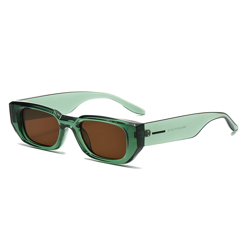 Romy | Womens Small Square Retro Sunglasses - Green / Tea Lens