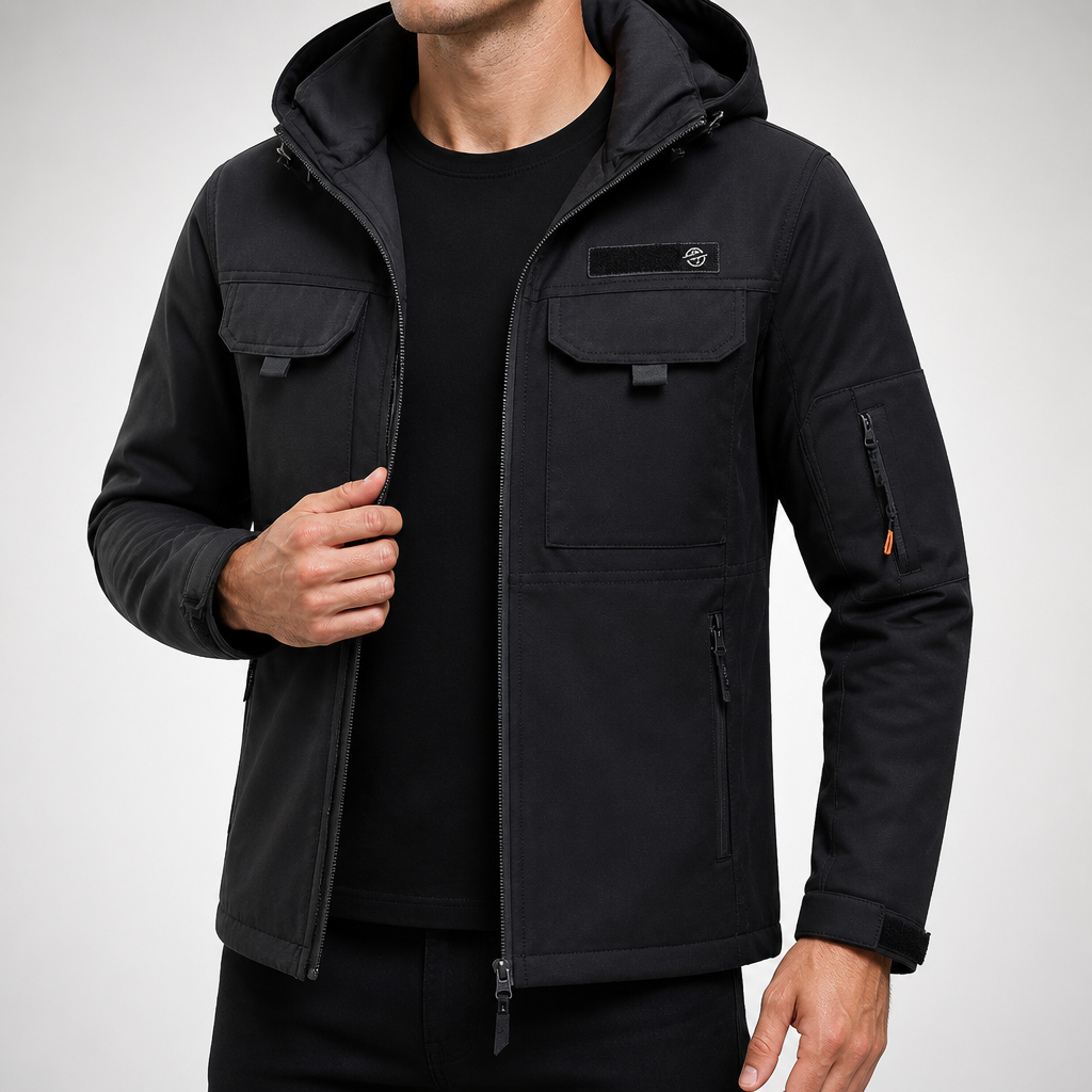Rosamund | Mens Waterproof Fleece Lined Windproof Hiking Jacket, Black