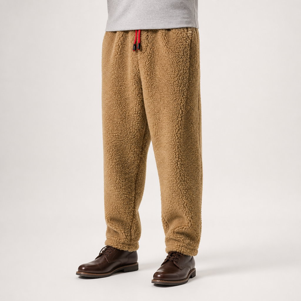 Roscoe | Mens Fleece Lined Padded Warm Winter Trousers, Khaki