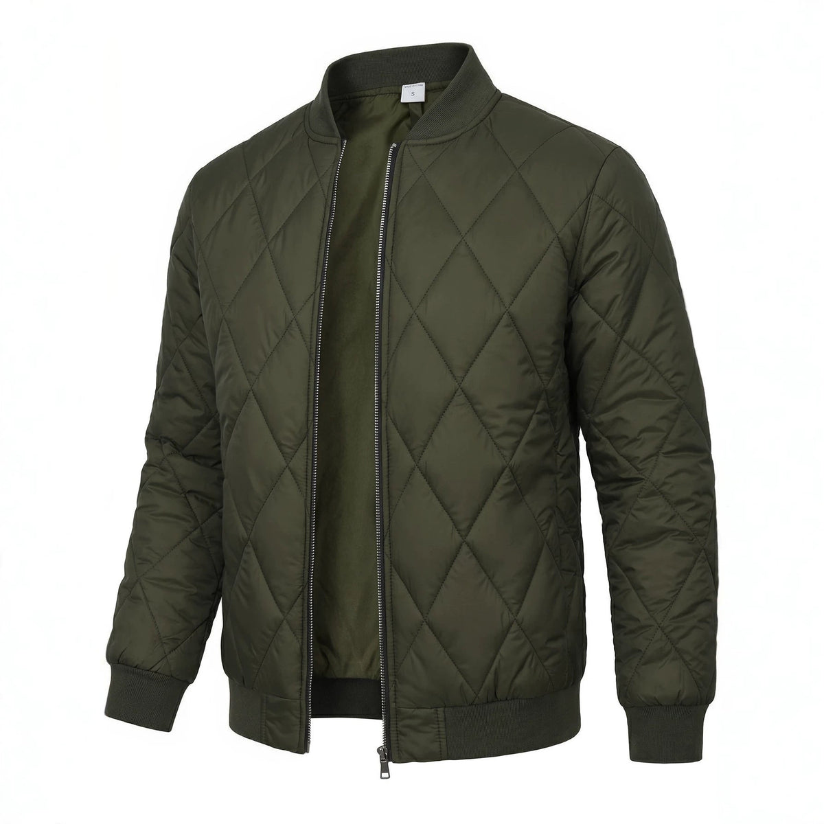 Roscoe | Mens Quilted Bomber Winter Jacket, Army Green