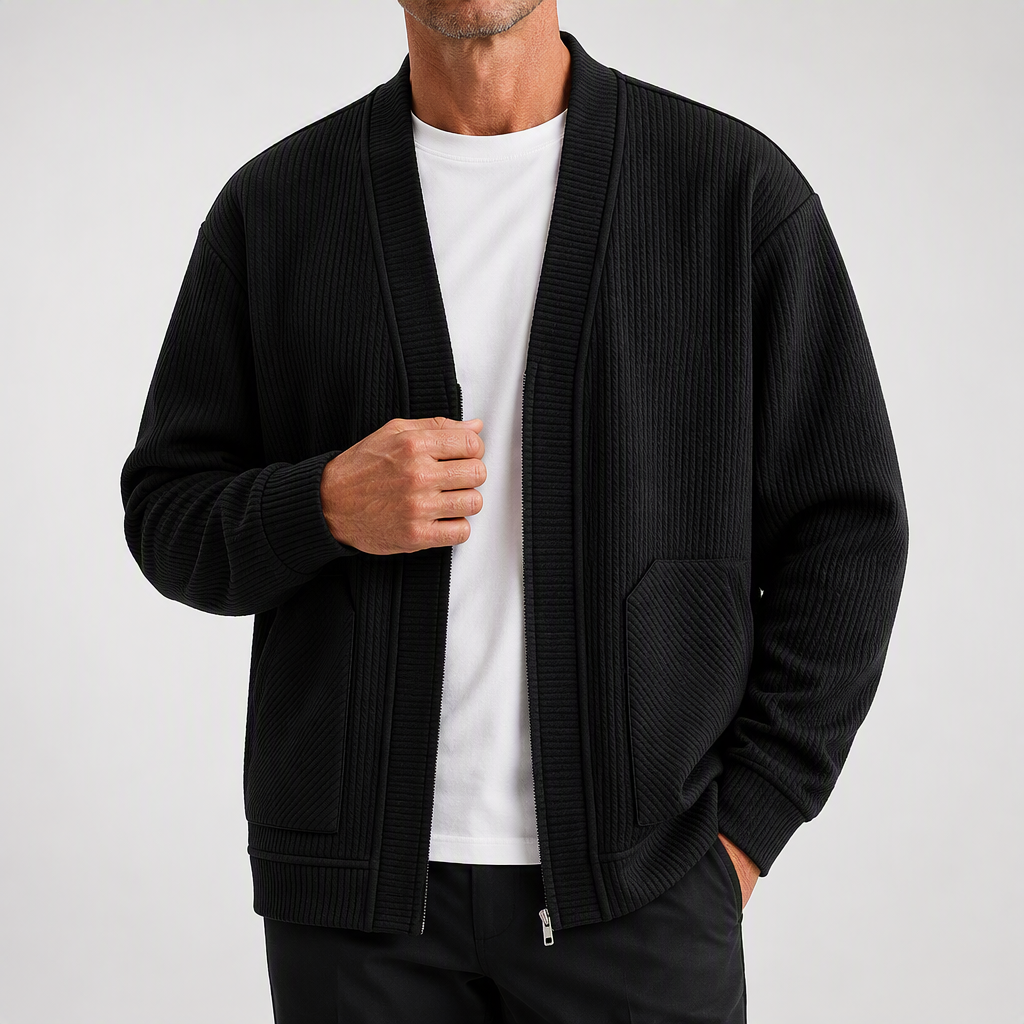 Rourke | Mens Jacket Zip Up Casual Lightweight Autumn Jacket, Black