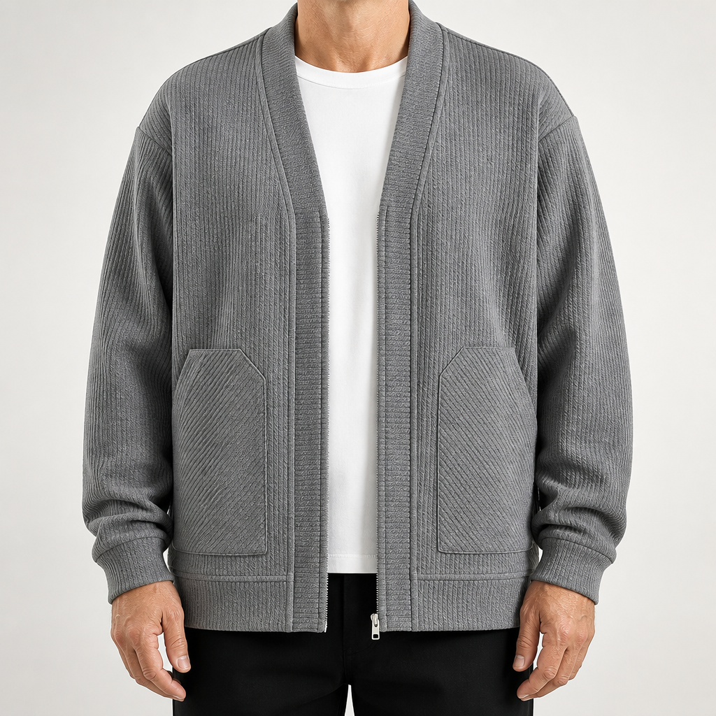 Rourke | Mens Jacket Zip Up Casual Lightweight Autumn Jacket, Grey