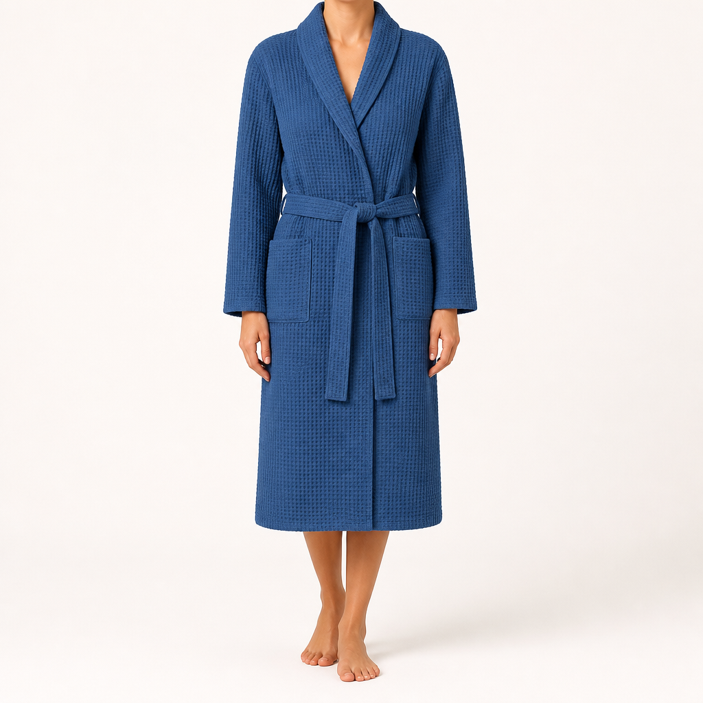 Rowan | Womens Dressing Gown Cotton Waffle Bathrobe Robe, Design 3