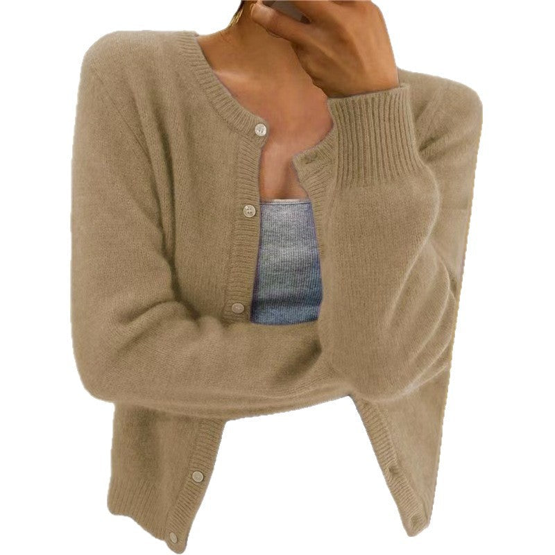Rowena | Womens Knitted Cardigan Single Breasted Round Neck - 5