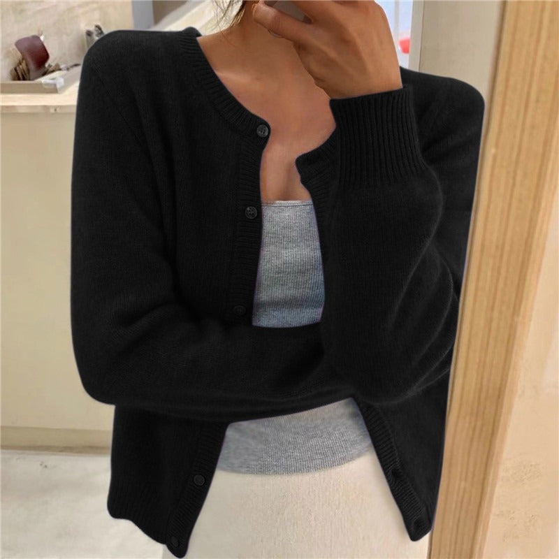 Rowena | Womens Knitted Cardigan Single Breasted Round Neck - 6
