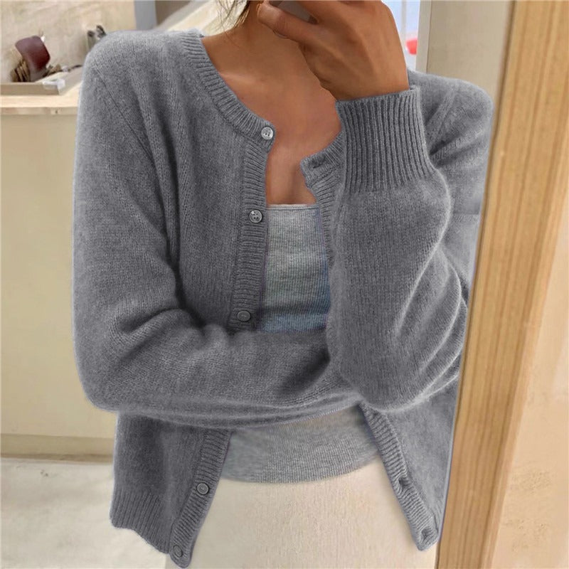 Rowena | Womens Knitted Cardigan Single Breasted Round Neck - 7