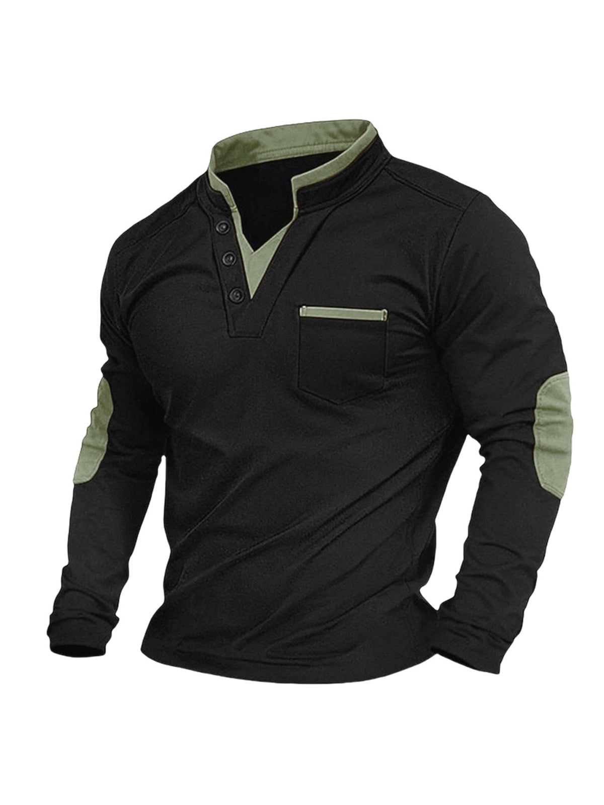 Rupert | Mens Stand Collar Colour Block Polo Long Sleeve Top - 8