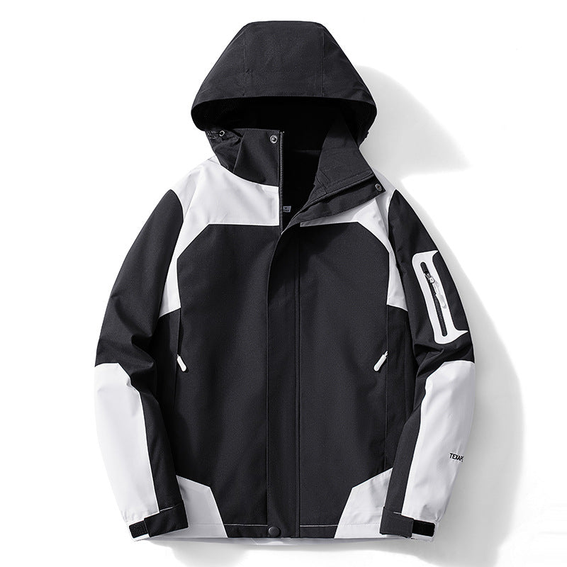Rupert | Waterproof Hooded Windbreaker Jacket, Mens Black White