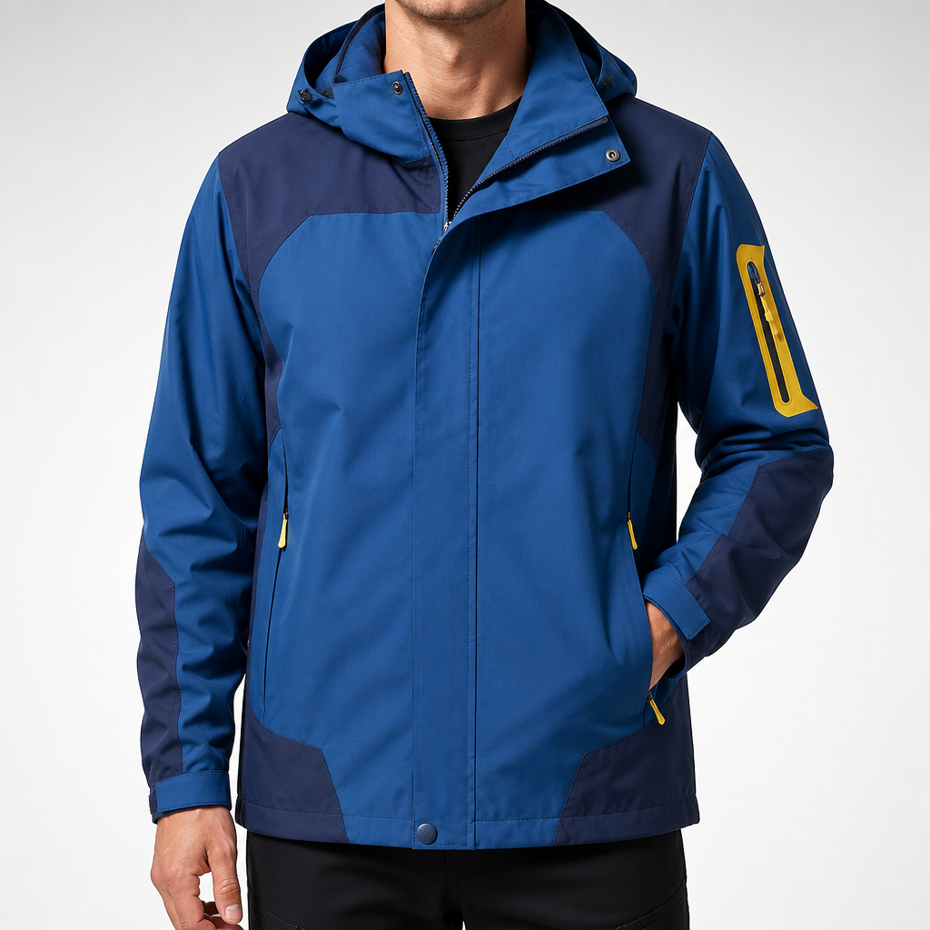 Rupert | Waterproof Hooded Windbreaker Jacket, Mens Denim Blue