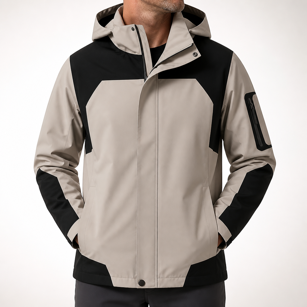 Rupert | Waterproof Hooded Windbreaker Jacket, Mens Light Grey