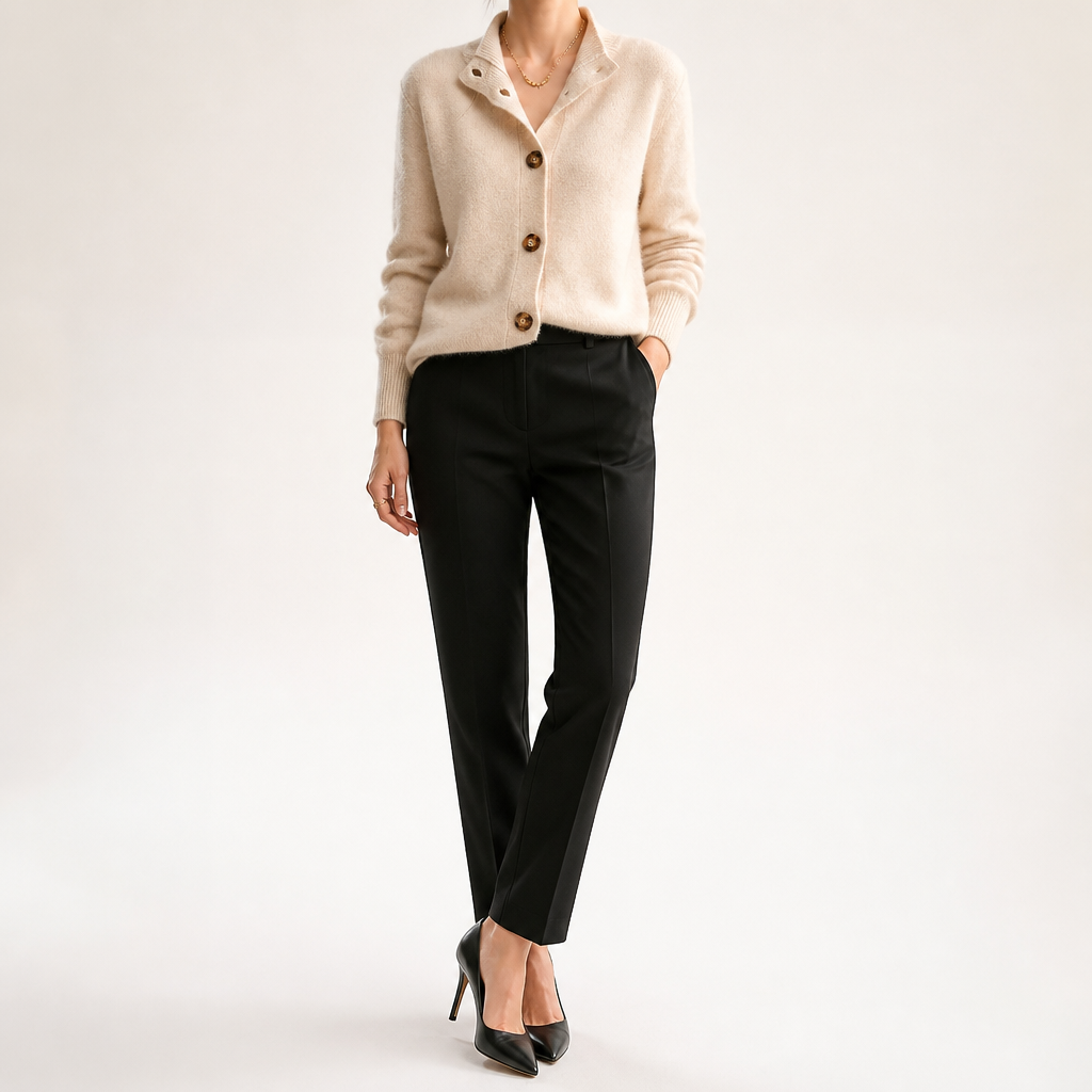 Saskia | Womens Knitted Button Long Cardigan, Apricot