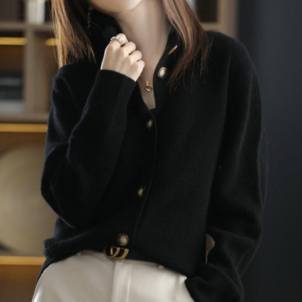 Saskia | Womens Knitted Button Cardigan, Black