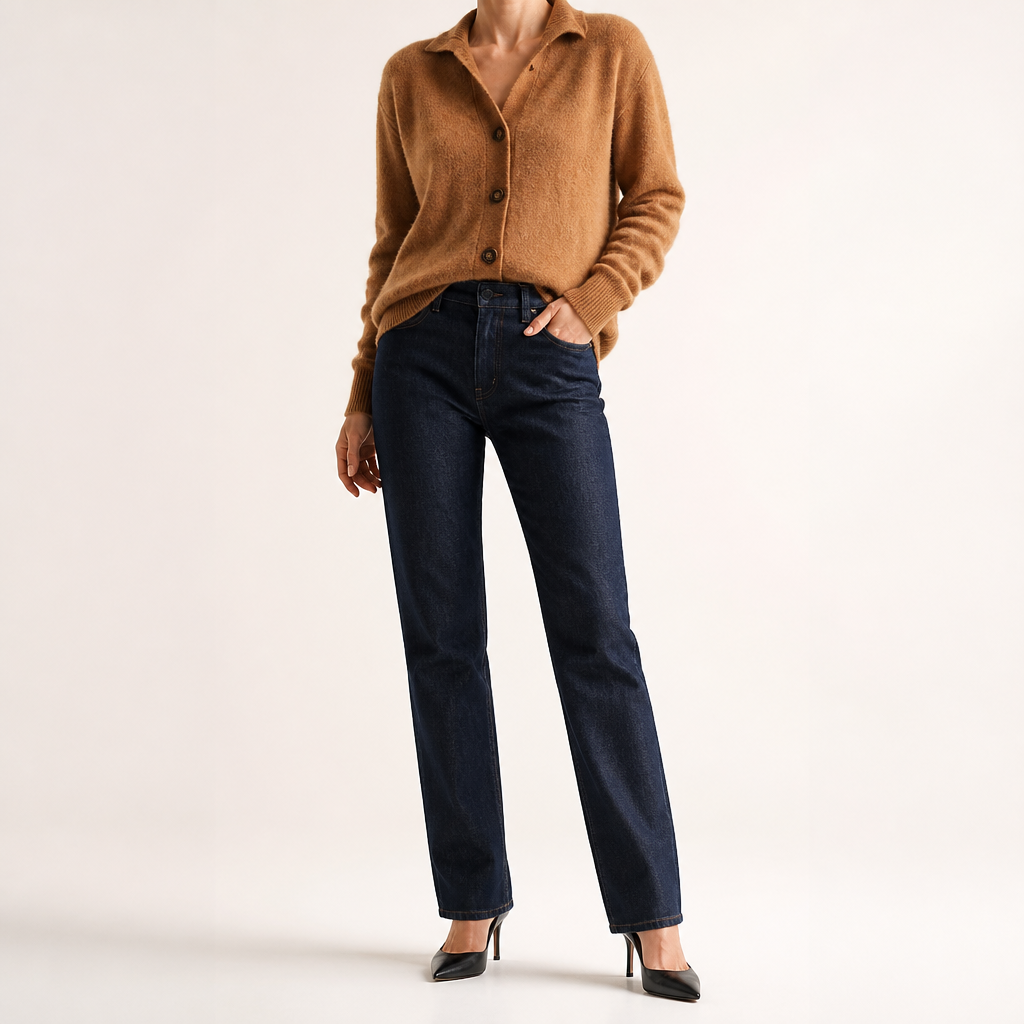 Saskia | Womens Knitted Button Long Cardigan, Caramel