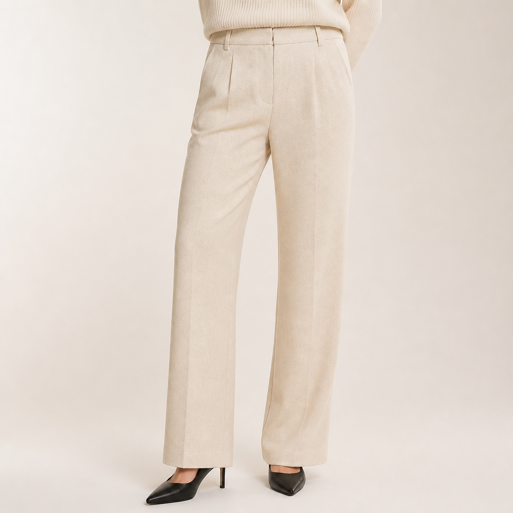 Seraphine | Womens Knit Jumper Vest Wide Leg Trousers Clothing Set, Beige