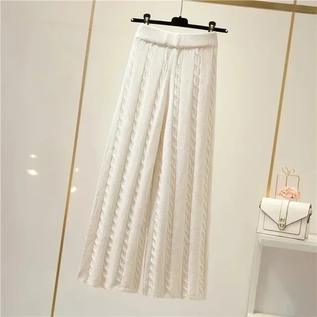 Seraphine | Womens Knit Vest Jumper and Wide Leg Trousers Set - Beige Trousers